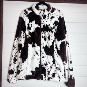 THE NORTH FACE Cow Print Fleece Jacket Brown Summit Series Women’s XXL READ